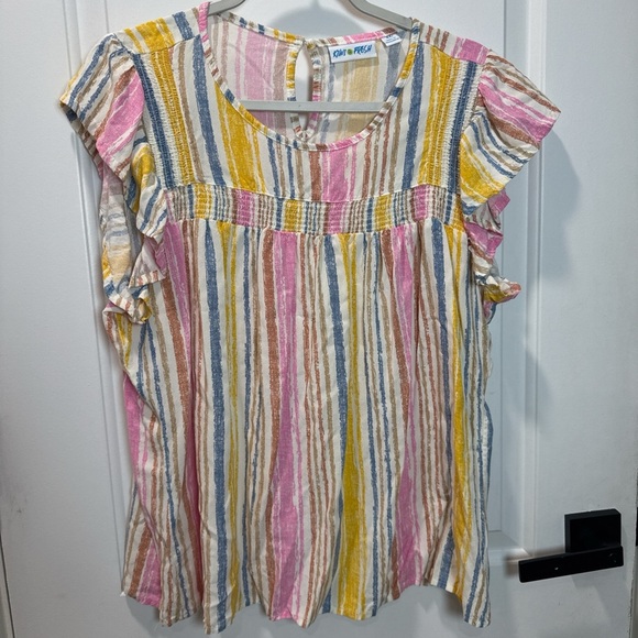 Kiwi fresh womens sleeveless Multicolor Striped Blouse. Size XL - Picture 2 of 9